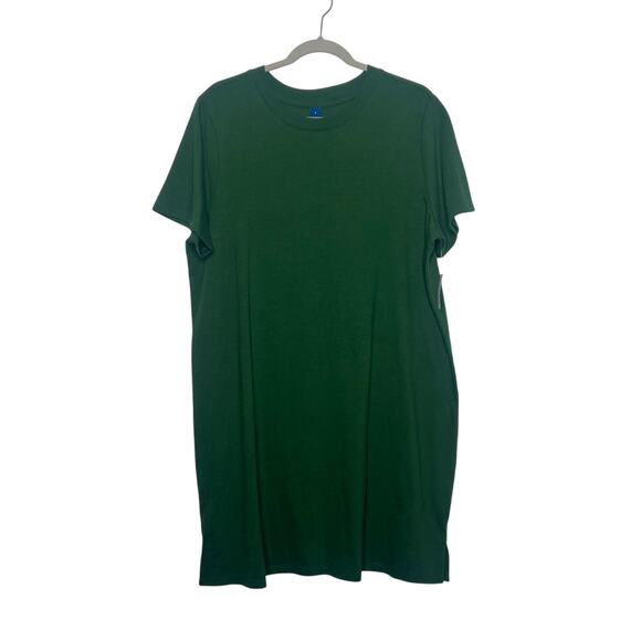 OLD NAVY Crew-Neck Mini T-Shirt Dress Short Sleeve Cotton Green Womens Sz L NWT - Picture 7 of 7